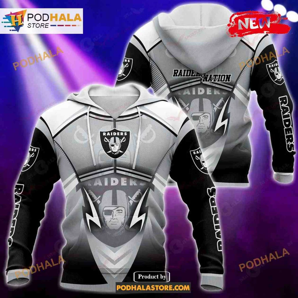 Bold Oakland Raiders 3d Hoodie Featuring Iconic Raider Design