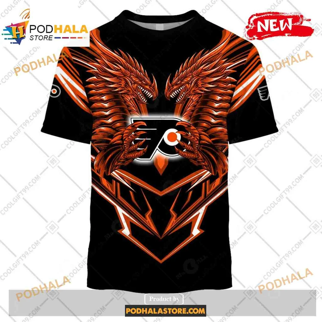 Bold Philadelphia Flyers Dragon All Over Print Hoodie With Fierce Design Bold Philadelphia Flyers Dragon All Over Print Hoodie With Fierce Design