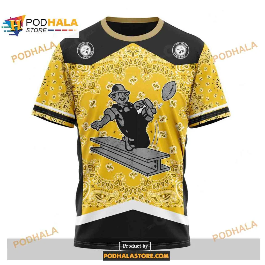 Bold Pittsburgh Steelers Football Player AOP Hoodie In Yellow And Black Bold Pittsburgh Steelers Football Player AOP Hoodie In Yellow And Black