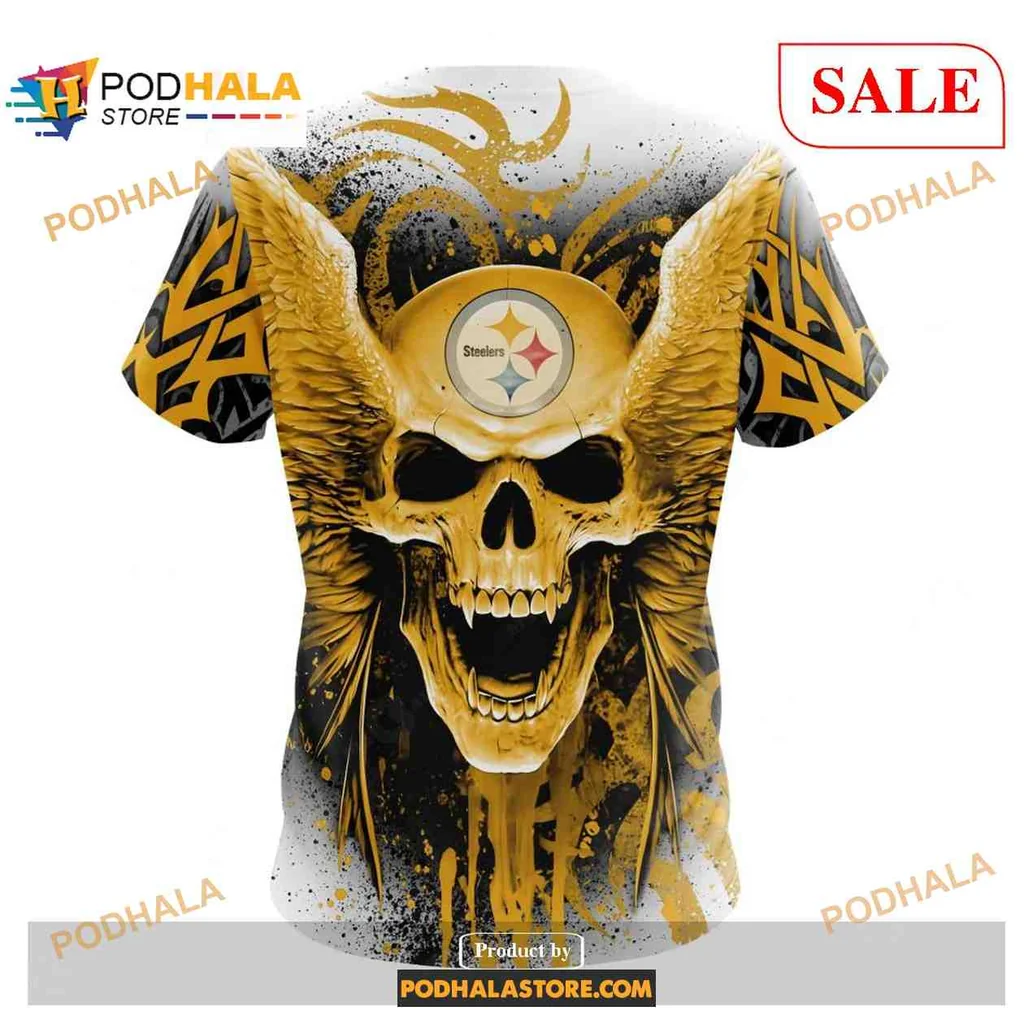Bold Pittsburgh Steelers Skull Wings 3D Print Hoodie With Edgy Design Bold Pittsburgh Steelers Skull Wings 3D Print Hoodie With Edgy Design