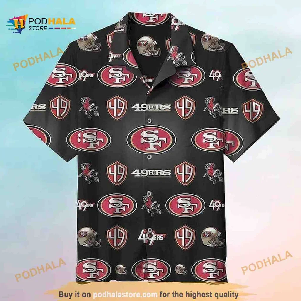 Bold San Francisco 49ers Hawaiian Shirt Featuring Iconic Team Logo And Colors