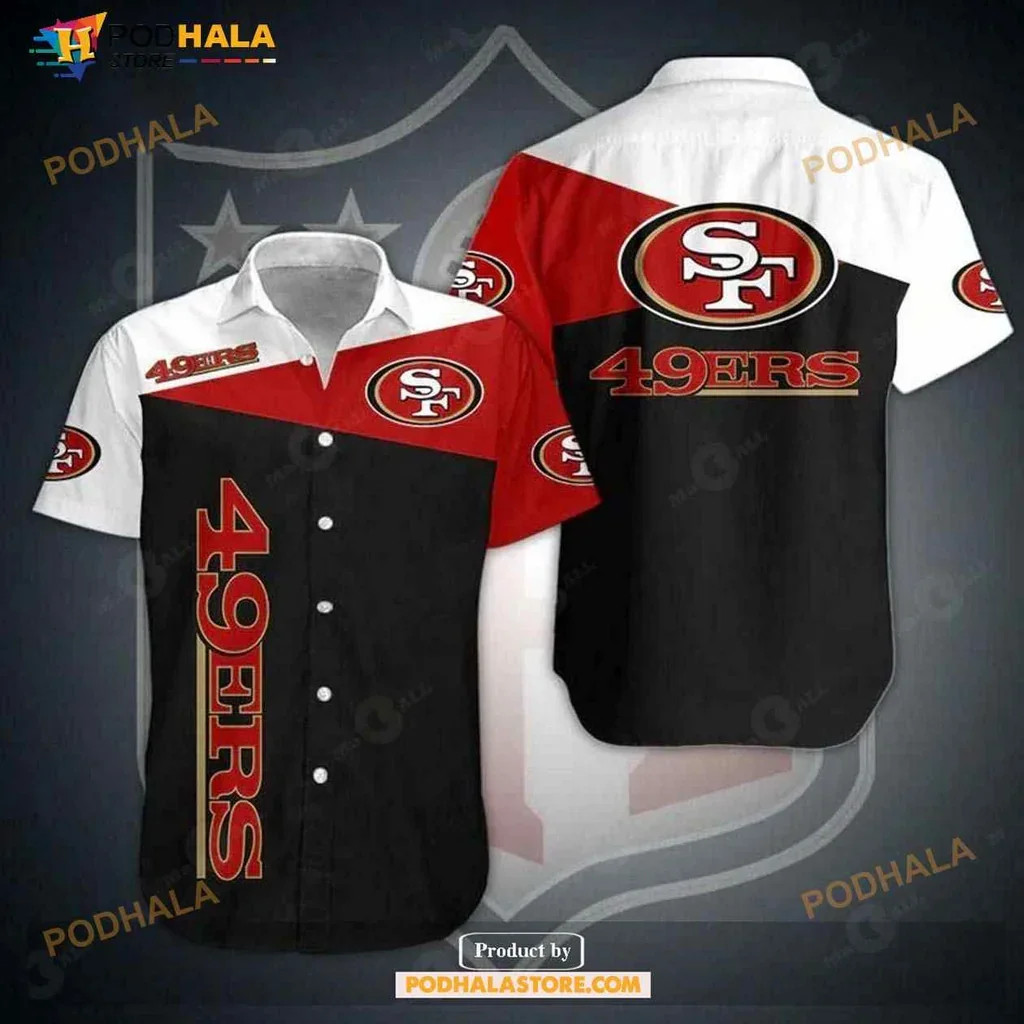 Bold San Francisco 49ers Hawaiian Shirt With Team Colors And Logo