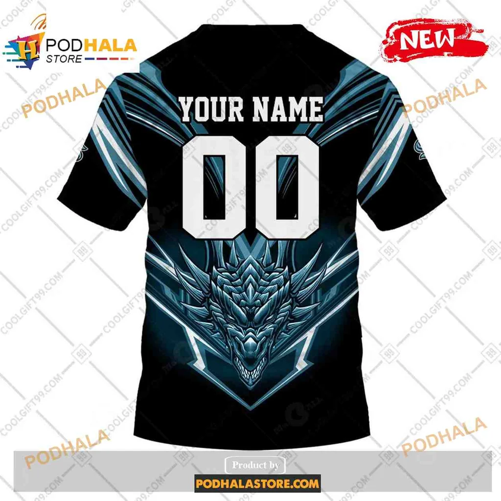 Bold Seattle Kraken Dragon 3D Print Hoodie With Striking Blue And Silver Design Bold Seattle Kraken Dragon 3D Print Hoodie With Striking Blue And Silver Design