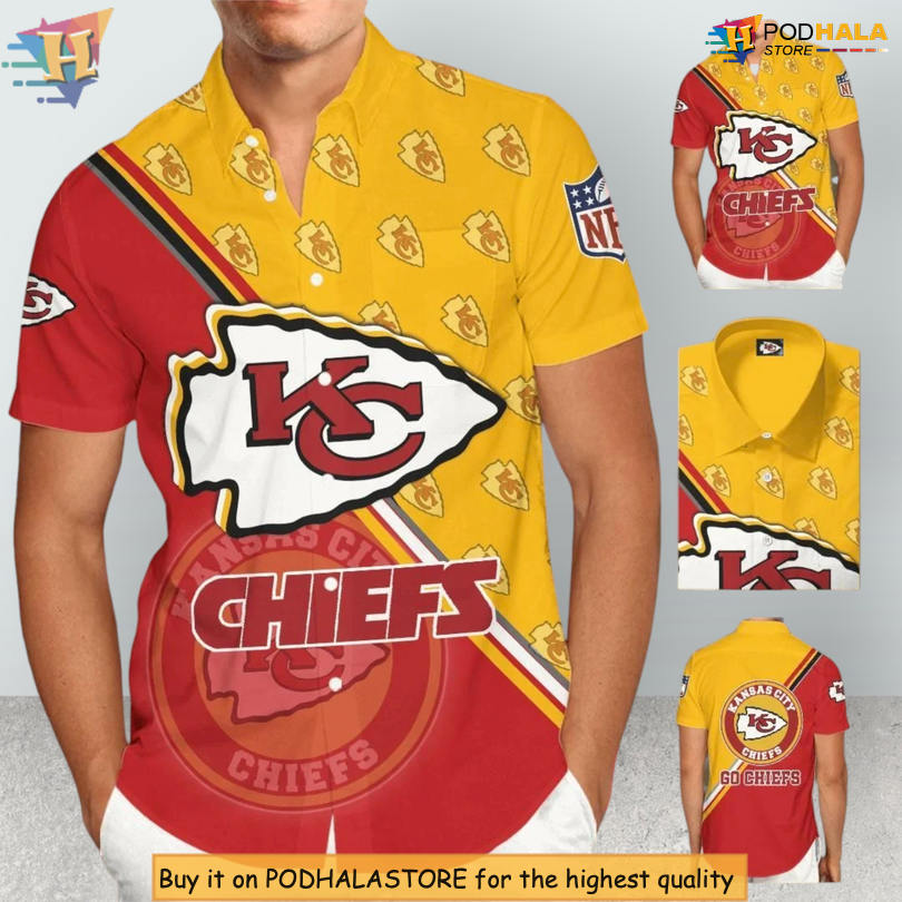 Bold Shield Pattern Personalized Kansas City Chiefs Hawaiian Shirt Custom