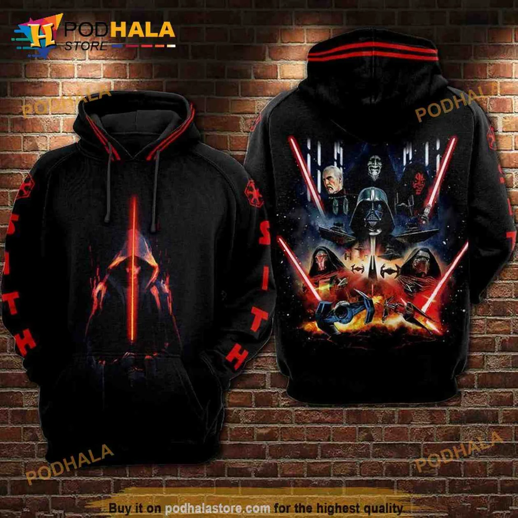 Bold Sith Lords Star Wars 3d Hoodie Featuring Iconic Dark Side Characters