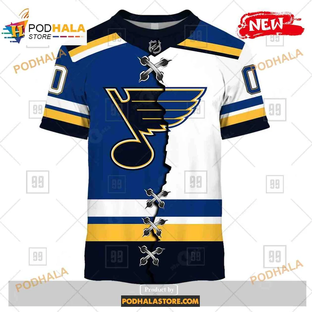 Bold St Louis Blues All Over Print Hoodie With Customizable Lace Up Design Bold St Louis Blues All Over Print Hoodie With Customizable Lace Up Design
