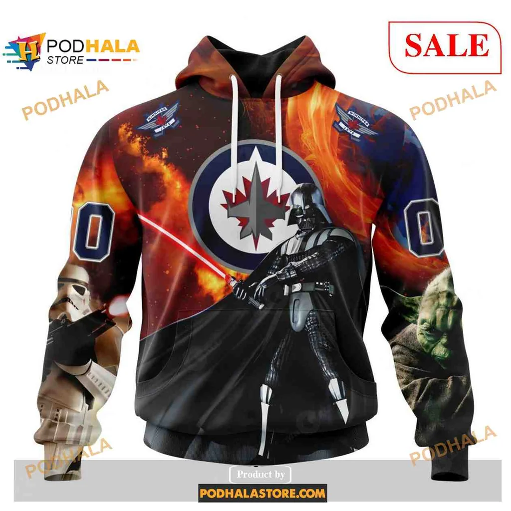 Bold Star Wars Winnipeg Jets 3d Hoodie Featuring Darth Vader And Stormtroopers