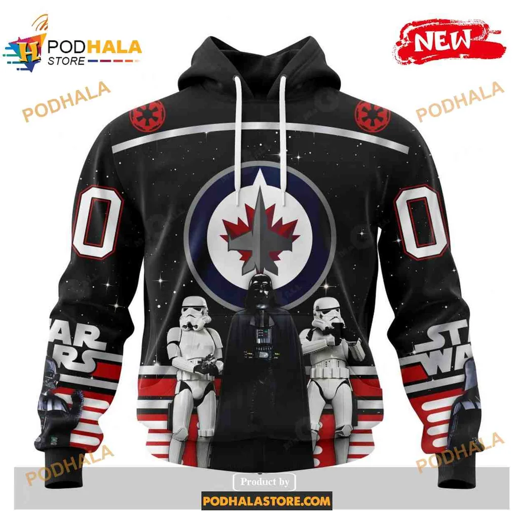 Bold Star Wars Winnipeg Jets 3d Hoodie Featuring Stormtrooper And Darth Vader