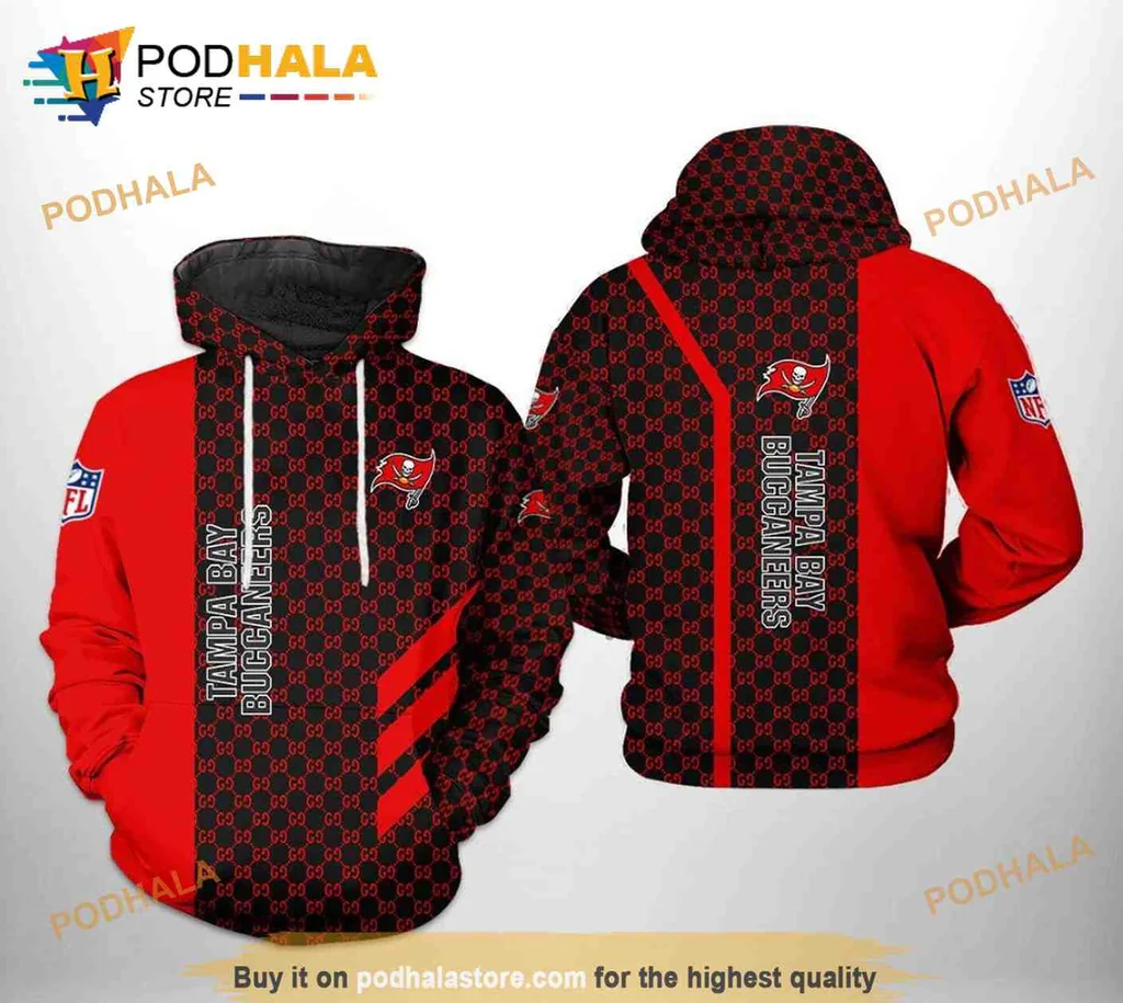 Bold Tampa Bay Buccaneers 3d Hoodie Featuring Team Logo Pattern