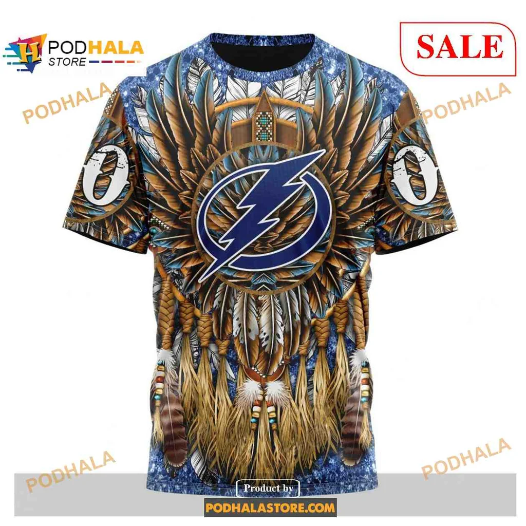 Bold Tampa Bay Lightning Native Costume Hoodie With Tribal Design - View 2 Bold Tampa Bay Lightning Native Costume Hoodie With Tribal Design - View 2