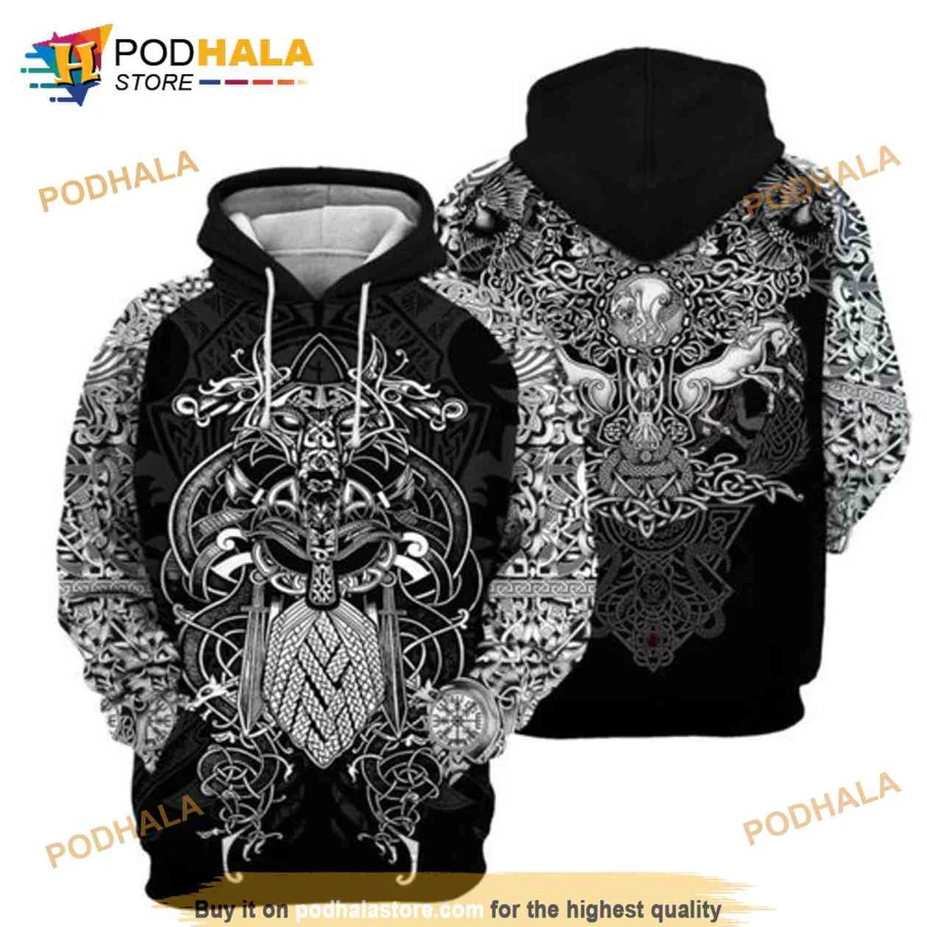 Bold Viking Warrior 3d Hoodie With Intricate Norse Design