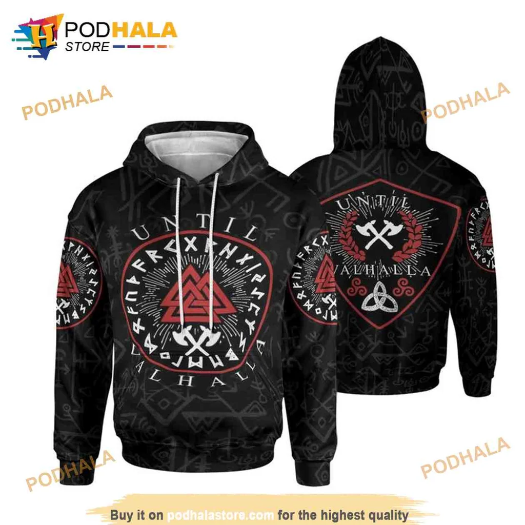 Bold Viking Warrior 3d Hoodie With Striking Black And Red Design