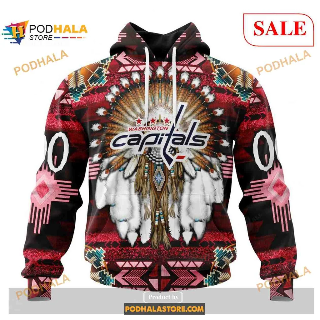 Bold Washington Capitals Native American 3d Hoodie With Bear Paw Design