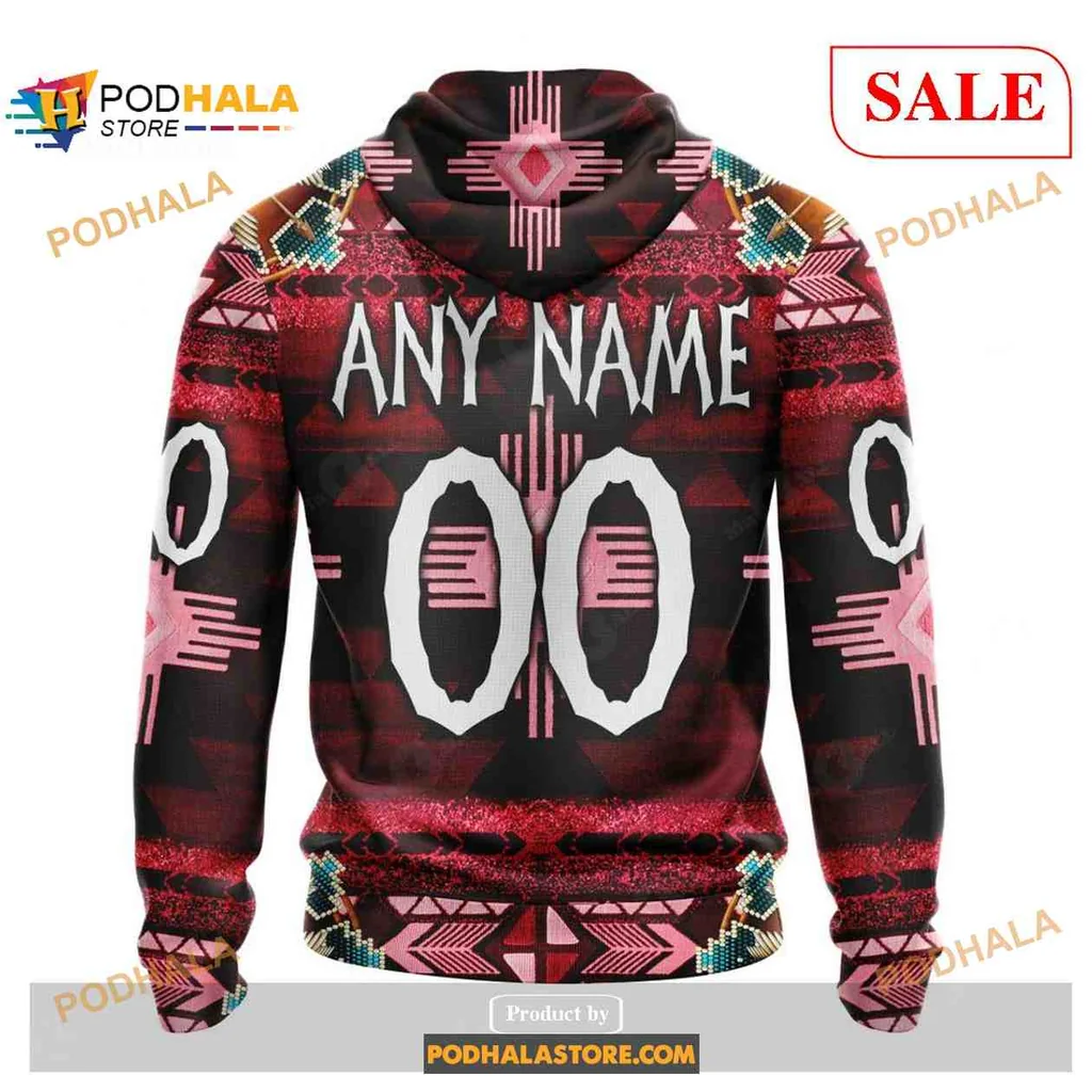 Bold Washington Capitals Native American All Over Print Hoodie With Bear Paw Design Bold Washington Capitals Native American All Over Print Hoodie With Bear Paw Design