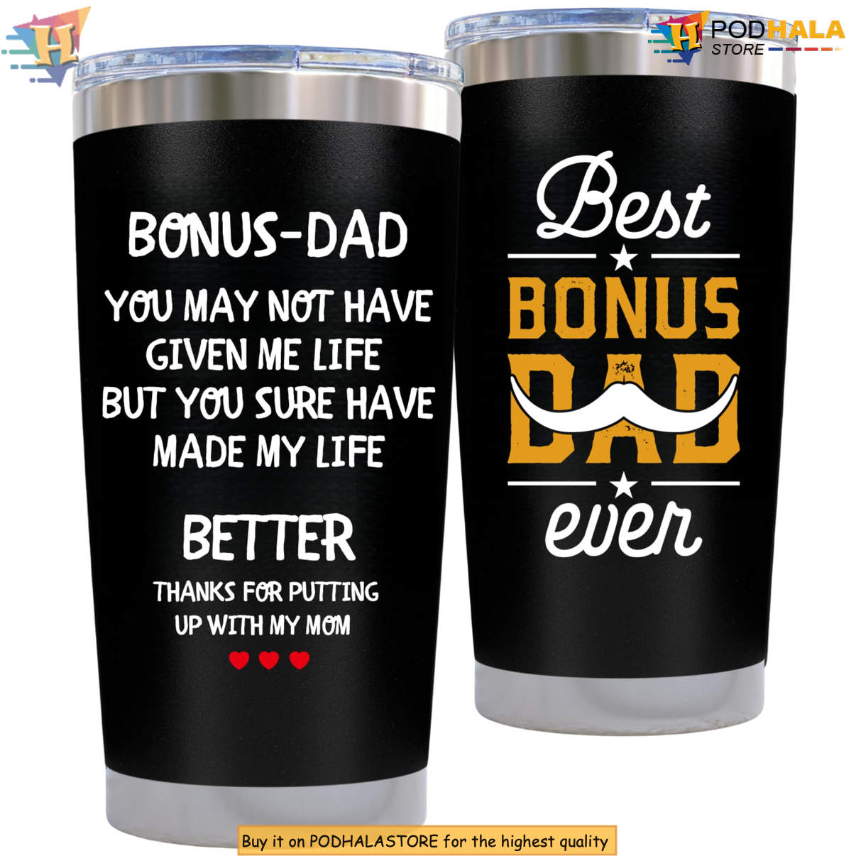 Bonus Dad Step Dad Birthday Tumbler 2026 Father's Day Gift From Daughter Son