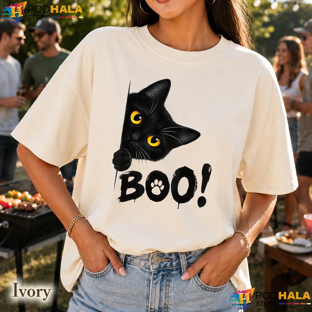 Boo Peekaboo Black Cat Comfort Colors Shirt Funny Spooky Halloween Boo Peekaboo Black Cat Comfort Colors Shirt Funny Spooky Halloween