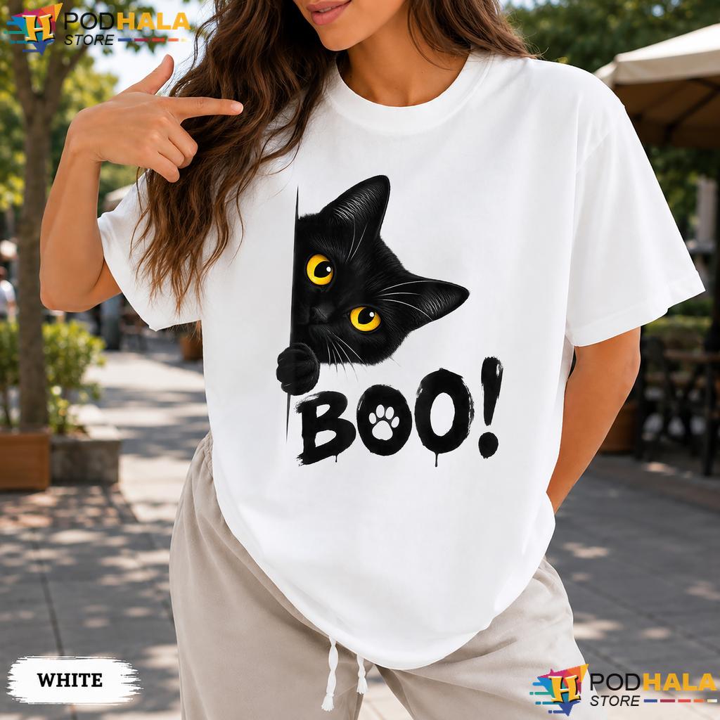 Boo Peekaboo Black Cat Comfort Colors Tshirt Funny Spooky Halloween Boo Peekaboo Black Cat Comfort Colors Tshirt Funny Spooky Halloween