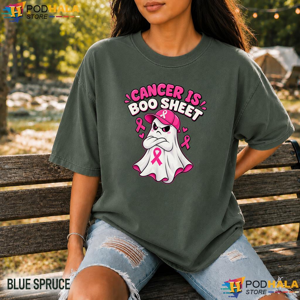 Boo Sheet Halloween Ghost Comfort Colors Shirt Breast Cancer Ribbon