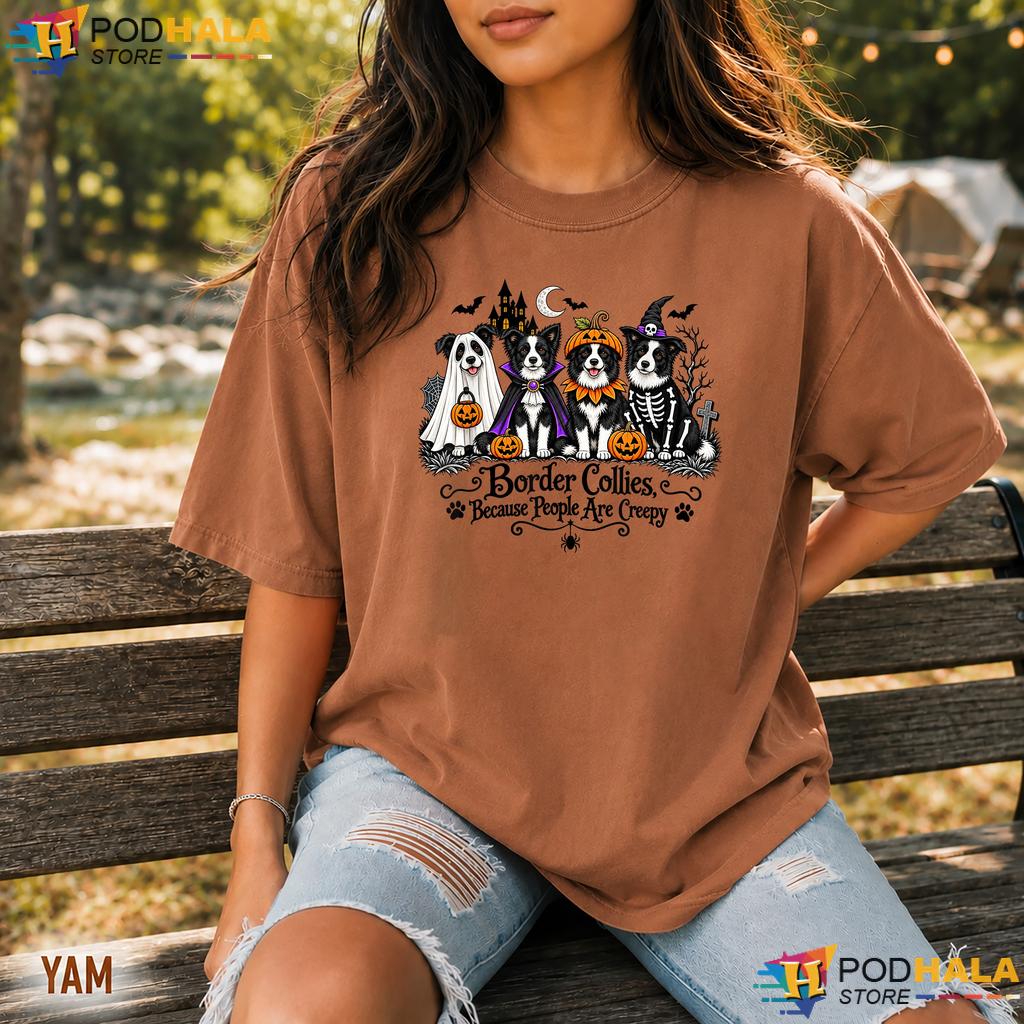 Border Collies Creepy Meme Comfort Colors Tee Funny Halloween Dog Border Collies Creepy Meme Comfort Colors Tee Funny Halloween Dog