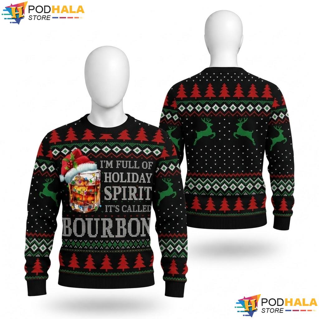 Bourbon Holiday Spirit Ugly Christmas Sweater Funny Drinking Outfit