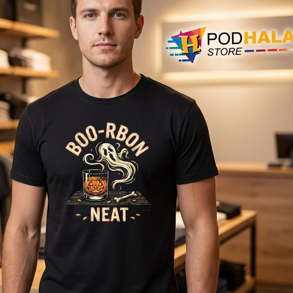 Bourbon Neat Cocktail Bar T-Shirt Funny Halloween Drink Humor Apparel