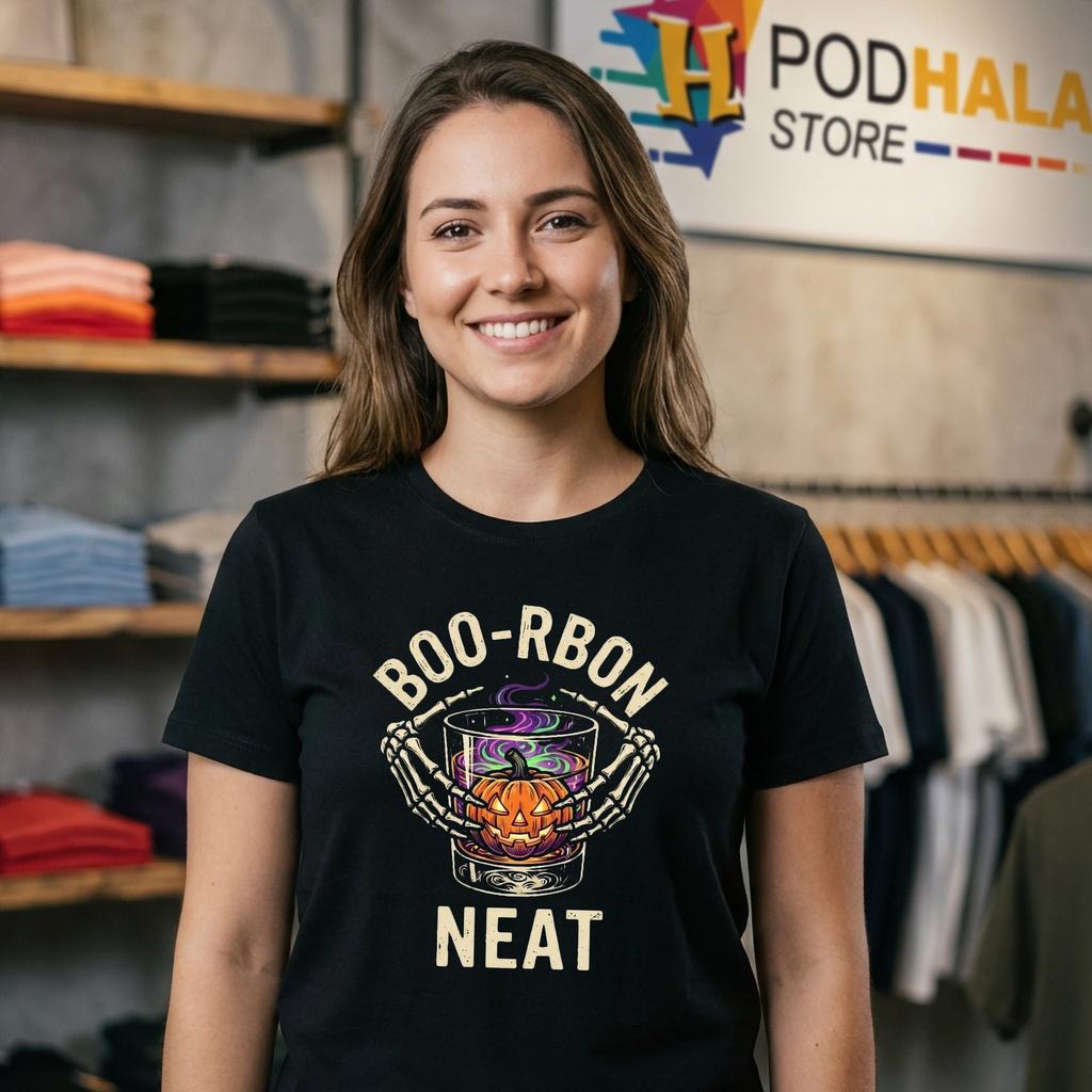 Bourbon Neat Whiskey Bar Tee Funny Halloween Cocktail Humor Outfit Bourbon Neat Whiskey Bar Tee Funny Halloween Cocktail Humor Outfit