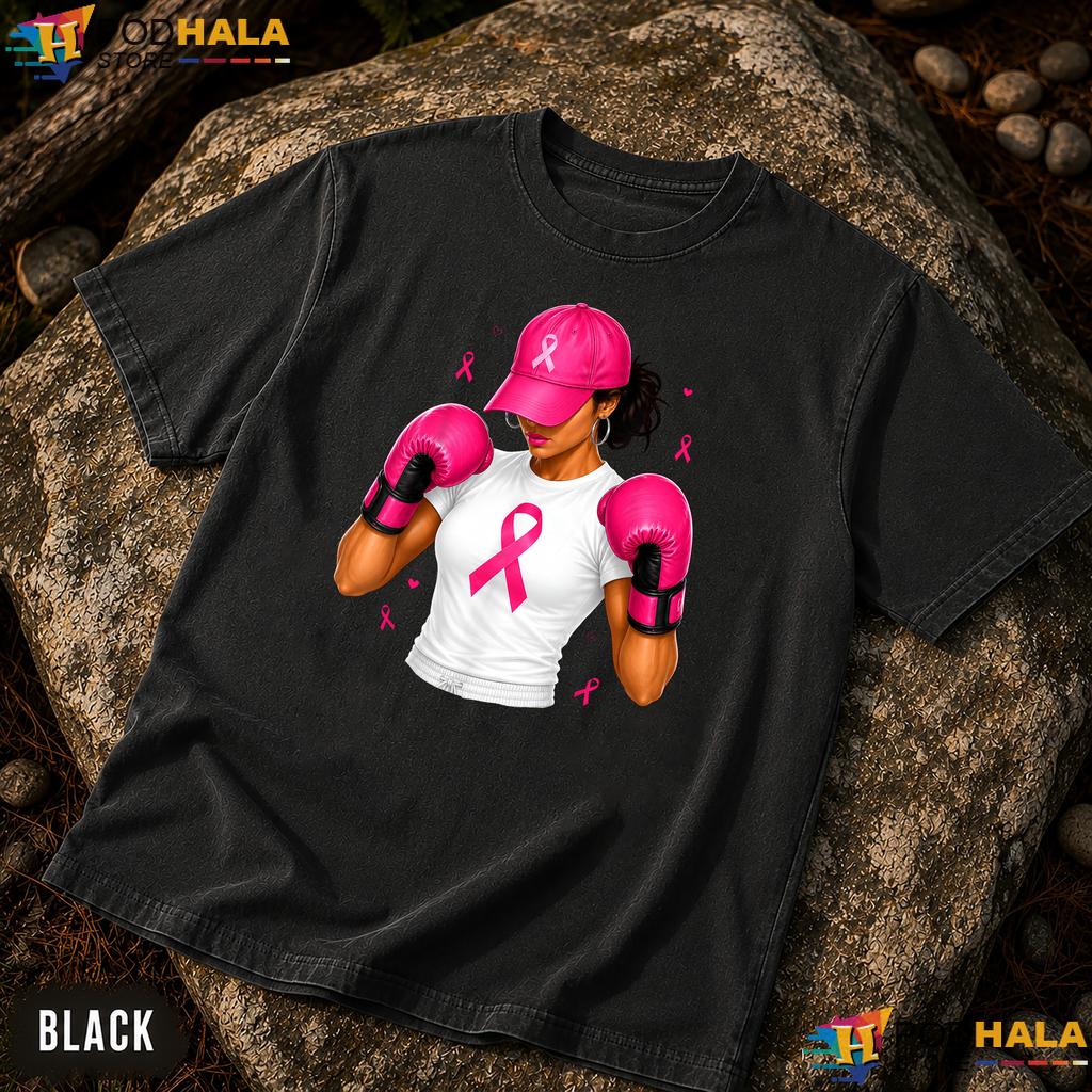 Boxing Girl Fight Pink Ribbon Comfort Colors T-Shirt Breast Cancer