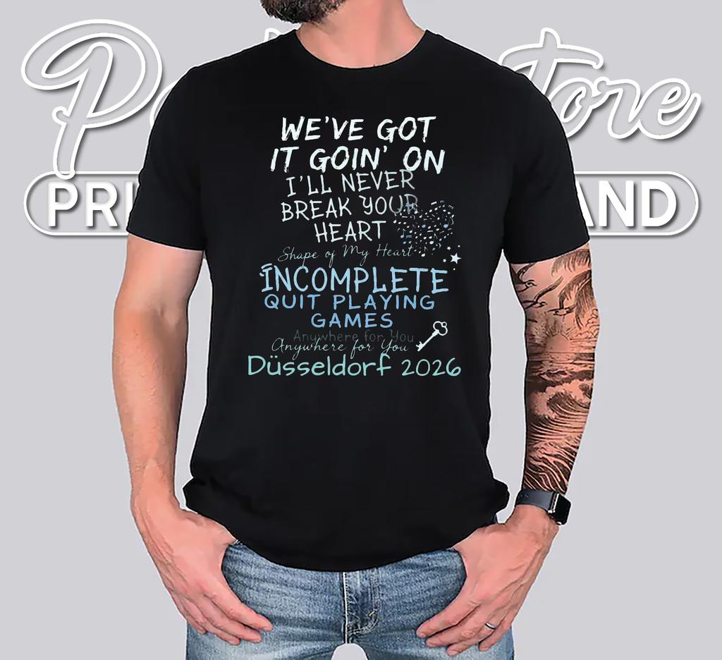 Boyband Song Lyrics Concert Tshirt Retro Nostalgic Fan Graphic Top Boyband Song Lyrics Concert Tshirt Retro Nostalgic Fan Graphic Top