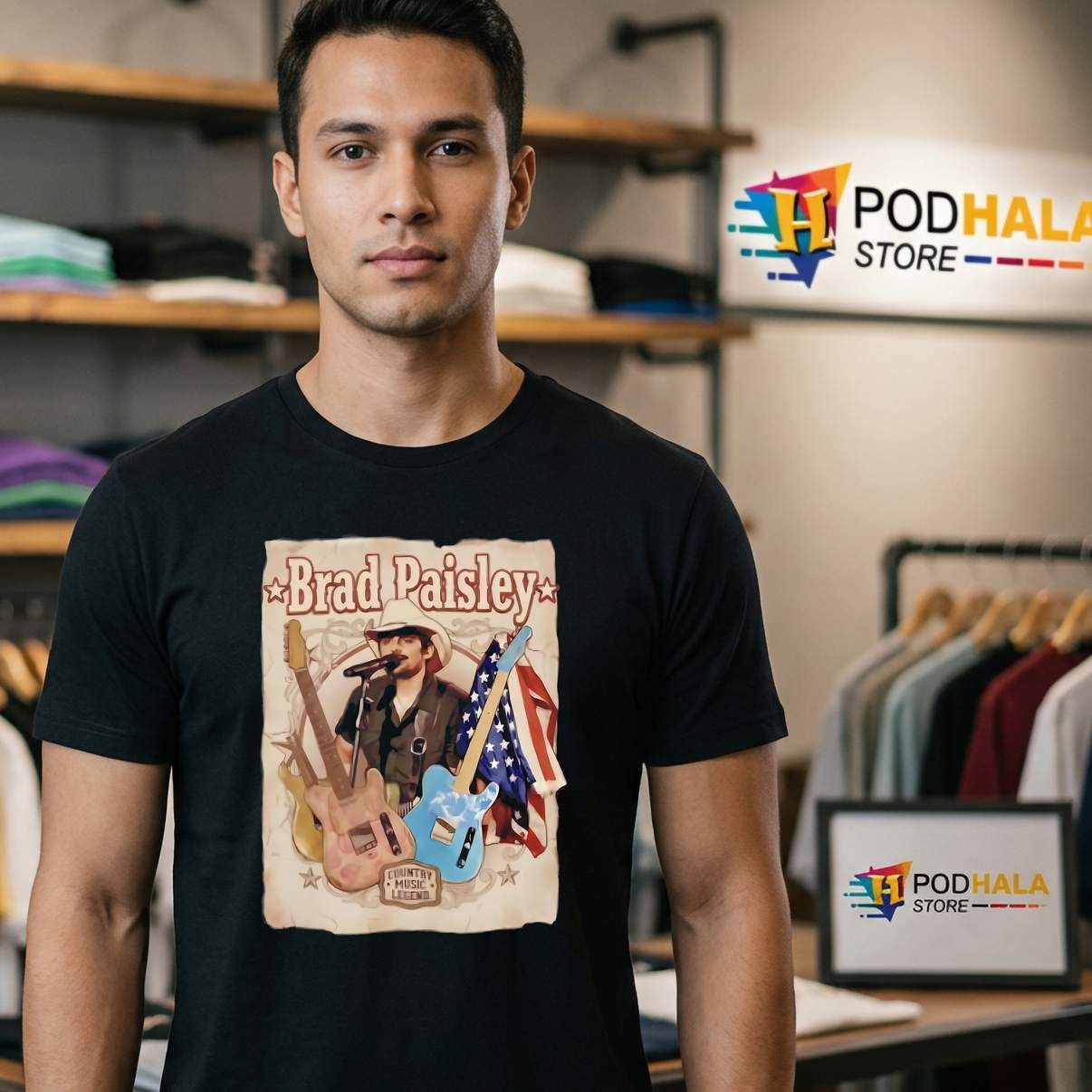 Brad Paisley Vintage Shirt Classic Country Music Fan Graphic Design For Mens