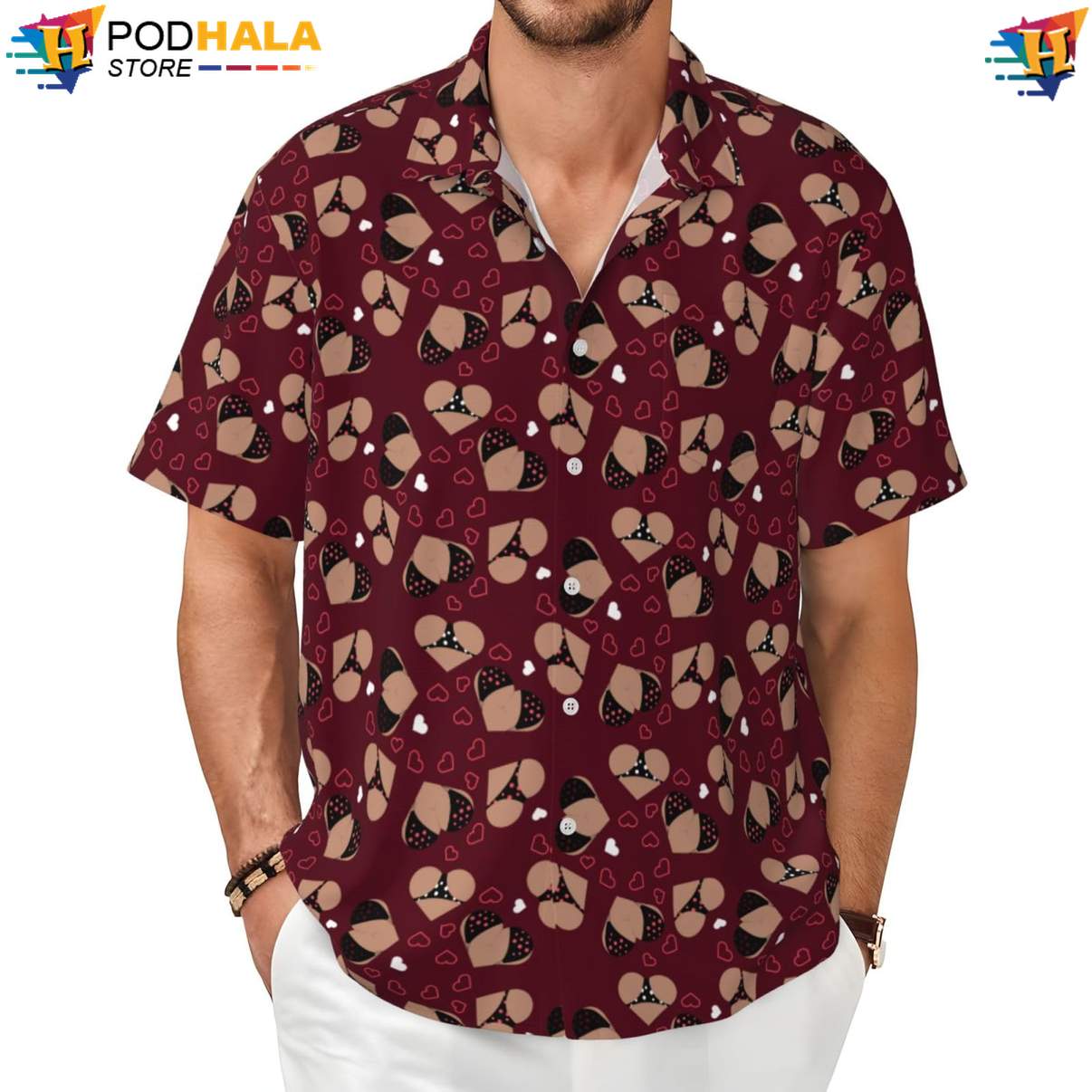 Breast Asses Hawaiian Shirt Crazy Funny Mens Short Sleeve Beach Apparel
