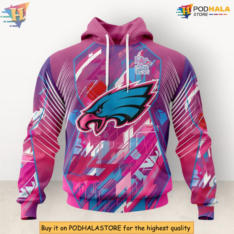 Breast Cancer Awareness Philadelphia Eagles Full Zip Hoodie Tribute