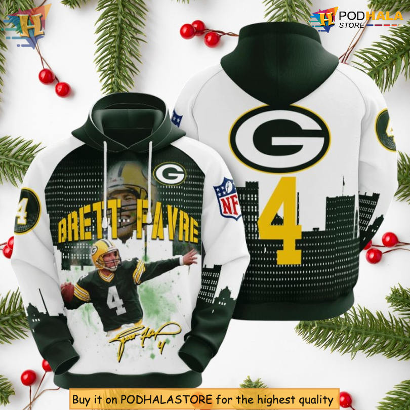 Brett Favre 4 Jersey Edition Green Bay Packers 3D Hoodie, Custom Sports Apparel