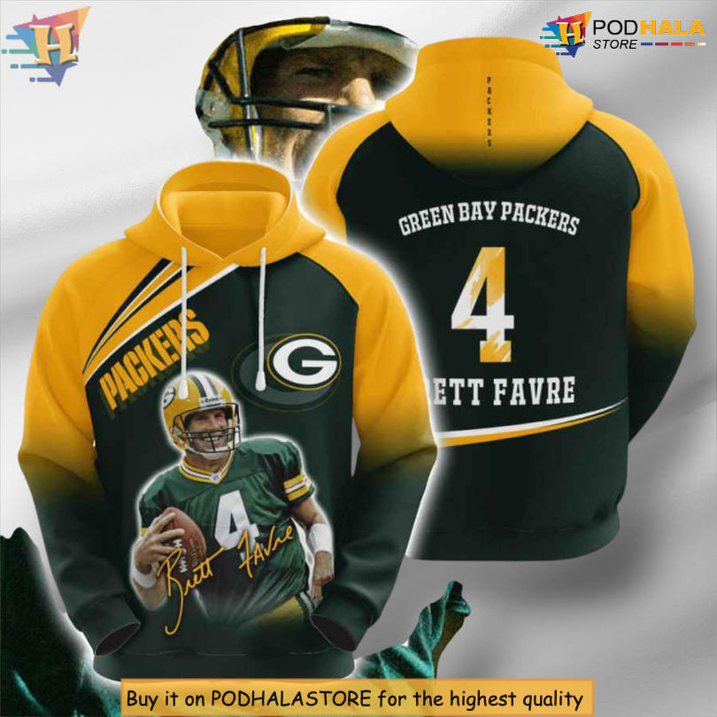 Brett Favre USA Sport Graphic Green Bay Packers Vintage Hoodie 3D NFL Gear