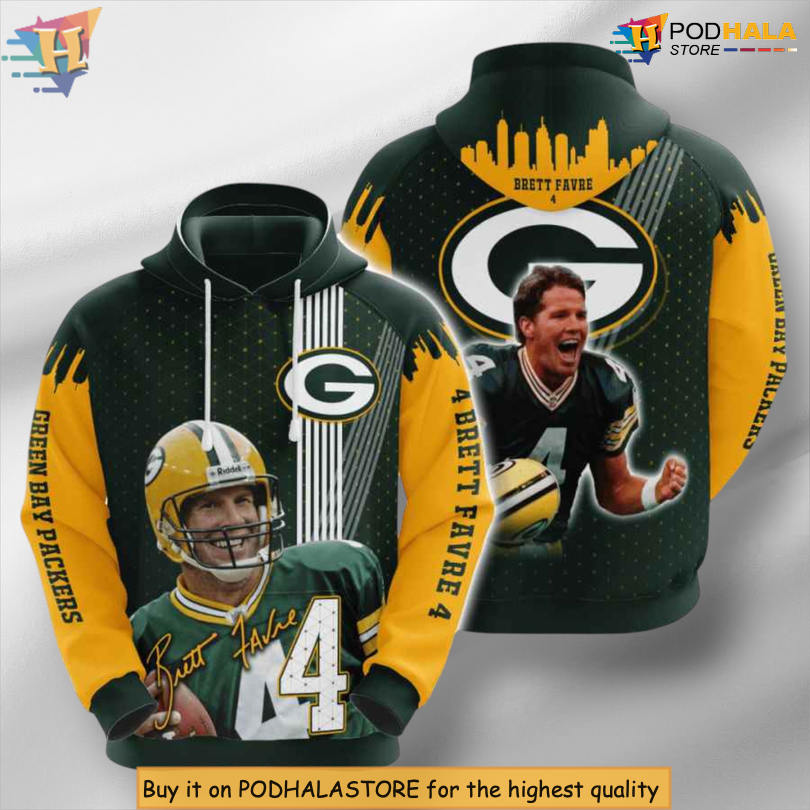Brett Favre USA Tribute Green Bay Packers Zip Up Hoodie 3D Football Gift