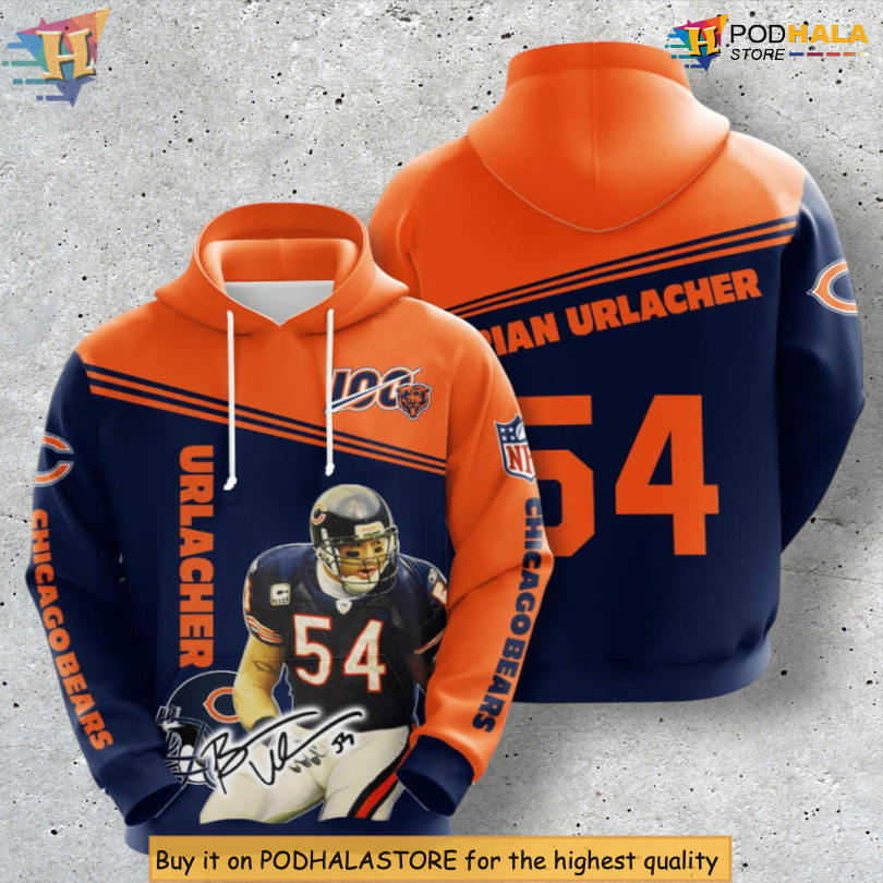 Brian Urlacher Player Tribute Chicago Bears All Over Print Hoodie Brian Urlacher Player Tribute Chicago Bears All Over Print Hoodie