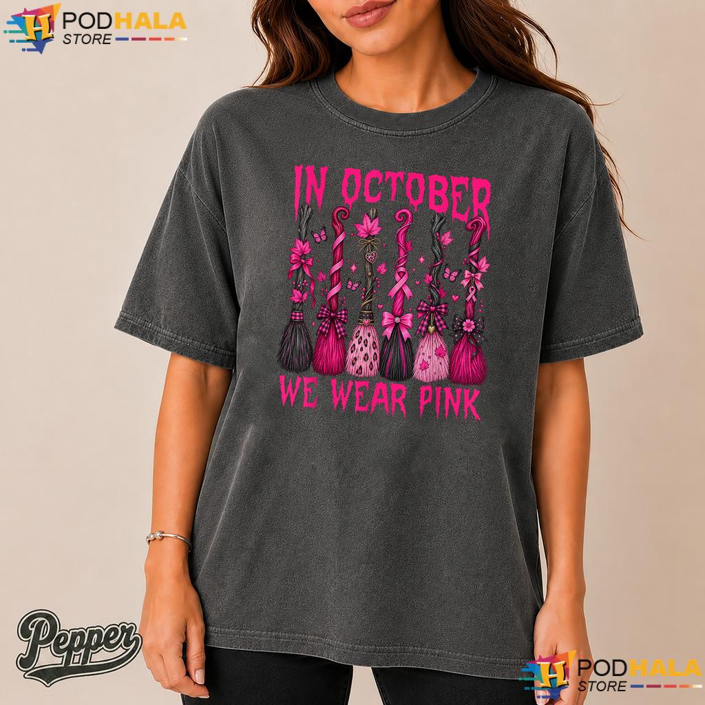 Broom Witch Halloween Pink Comfort Colors Shirt October Breast Cancer Broom Witch Halloween Pink Comfort Colors Shirt October Breast Cancer
