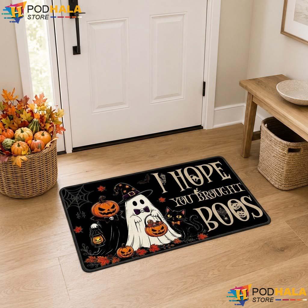 Brought Boos Ghost Doormat Funny Halloween Spooky Porch Welcome Rug Decor
