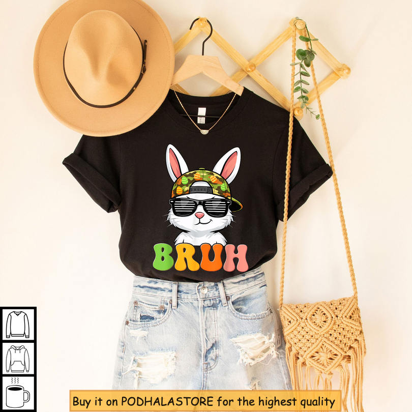 Bruh Camo Bunny Graphic Funny Easter Shirts For Men Boys Camouflage Style