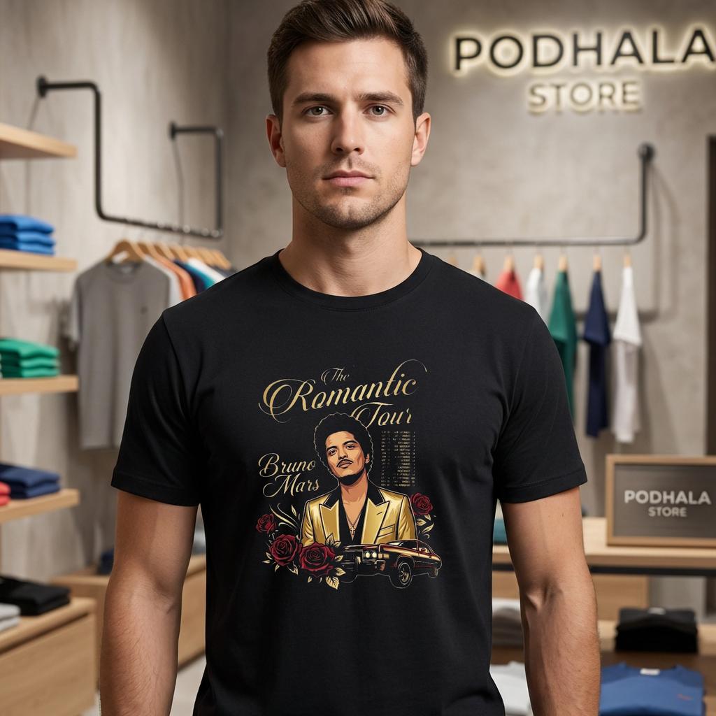 Bruno Mars Romantic Tour T-Shirt Vintage Concert Music Fan Apparel