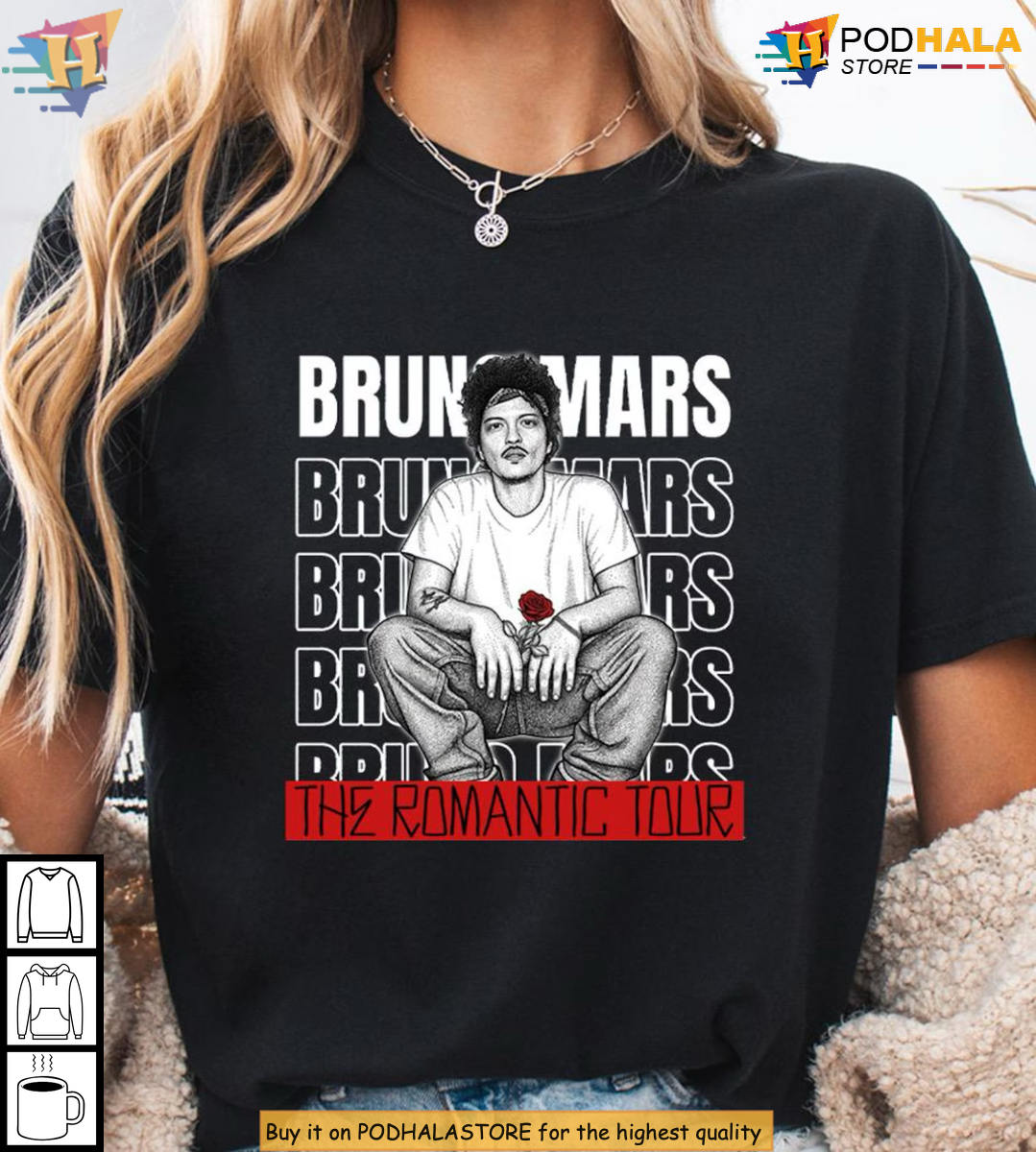 Bruno Mars The Romantic Tour Vintage Concert Fan T-Shirt Gift