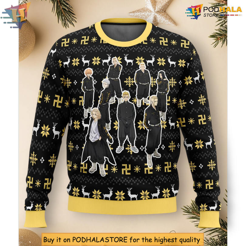Buddhist Symbol Tokyo Revengers Anime Design Holiday 3D Christmas Sweater