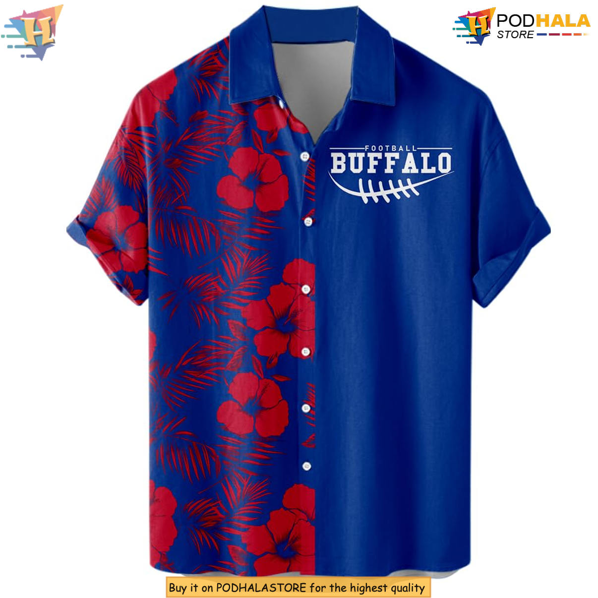 Buffalo Floral Football Hawaiian Shirt 2026 Custom Name Number Fan Apparel