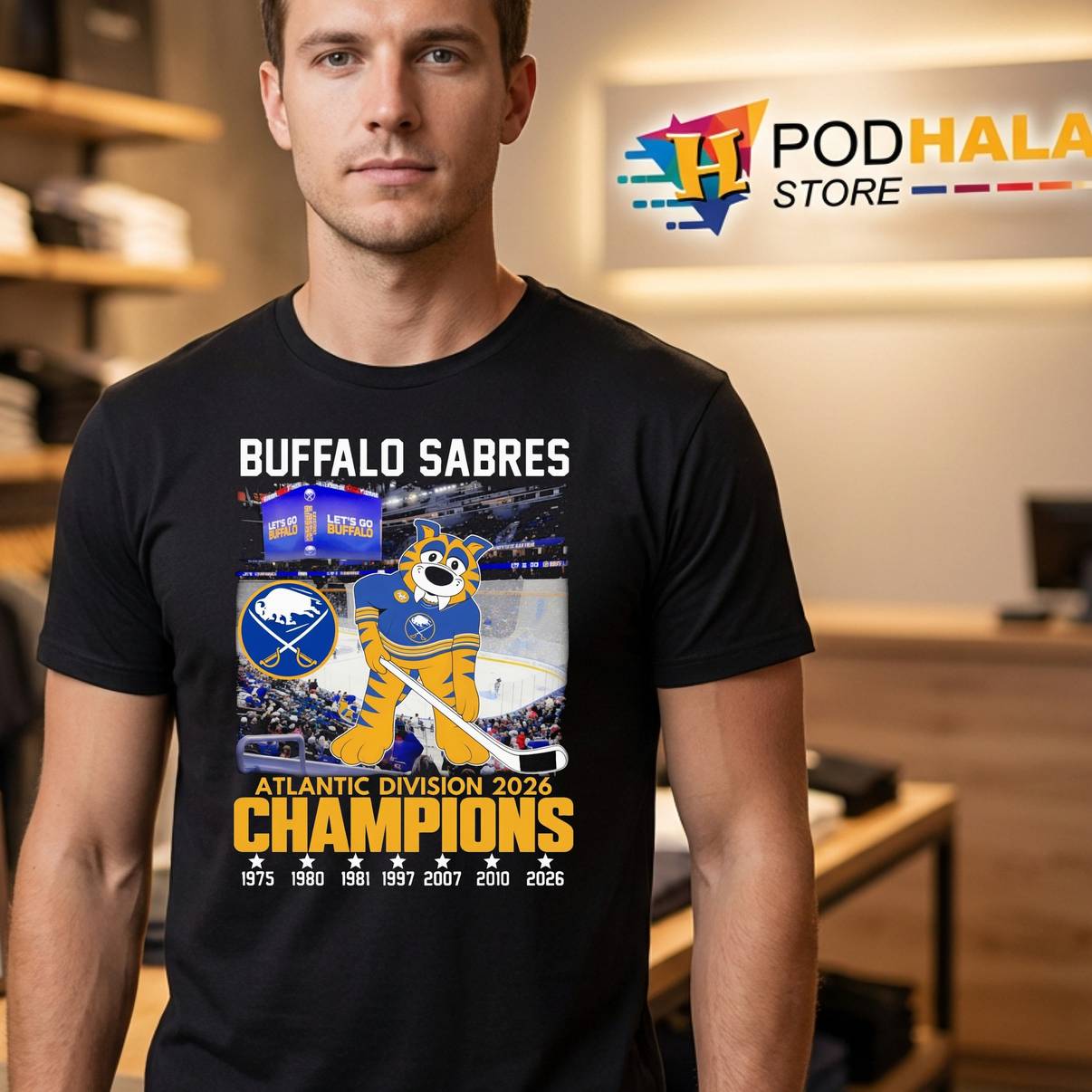 Buffalo Sabres 2026 Champions Shirt Atlantic Division Hockey Fan Graphic For Men