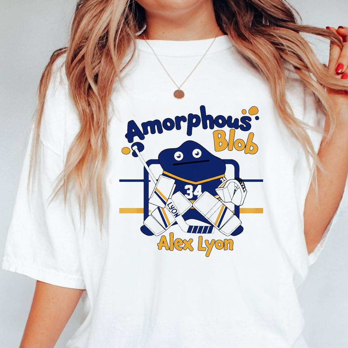 Buffalo Sabres Alex Lyon Blob Shirt Amorphous Meme Hockey Sports Graphic Art