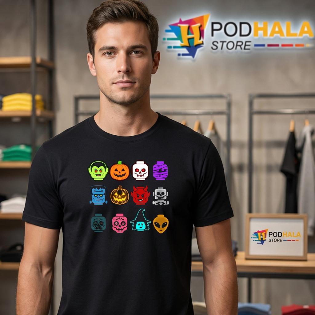 Building Brick Head Halloween T-Shirt Adult Mens Kids Youth Boys Top