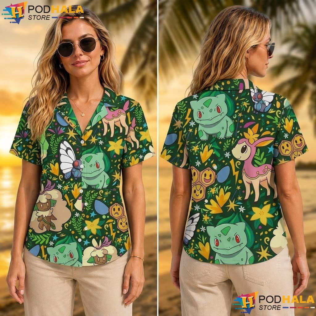 Bulbasaur Flora Halloween Tropical Shirt Tropical Summer Beach Outfit Bulbasaur Flora Halloween Tropical Shirt Tropical Summer Beach Outfit