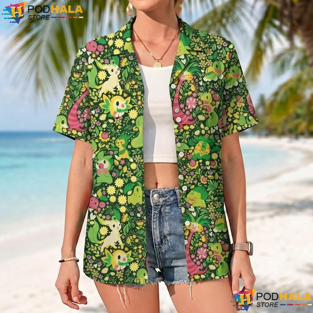 Bulbasaur Leafeon Tropical Shirt Botanical Tropical Button Up Beach Top Bulbasaur Leafeon Tropical Shirt Botanical Tropical Button Up Beach Top
