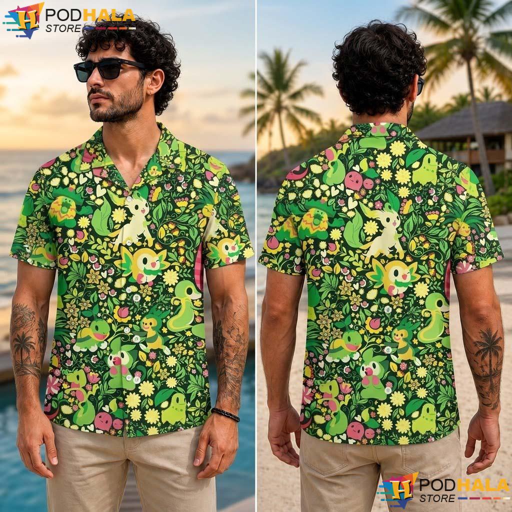 Bulbasaur Leafeon Halloween Aloha Shirt Botanical Tropical Party Top Bulbasaur Leafeon Halloween Aloha Shirt Botanical Tropical Party Top