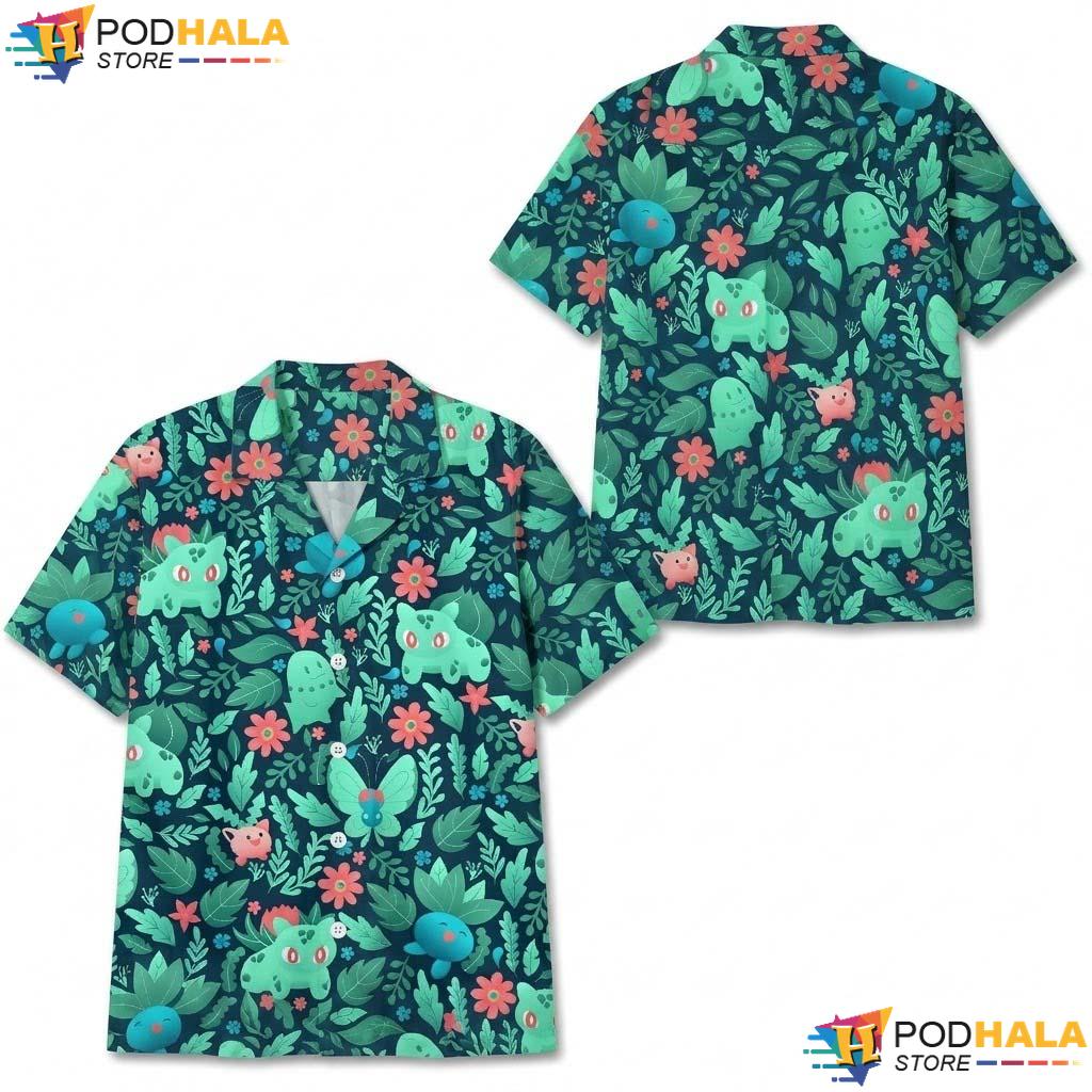 Bulbasaur Oddish Halloween Hawaiian Shirt Cute Floral Summer Beach Top