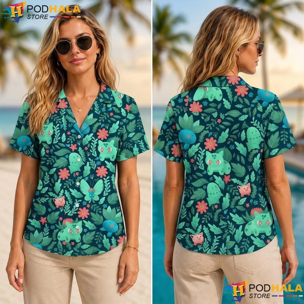 Bulbasaur Oddish Halloween Tropical Shirt Cute Floral Summer Beach Top Bulbasaur Oddish Halloween Tropical Shirt Cute Floral Summer Beach Top